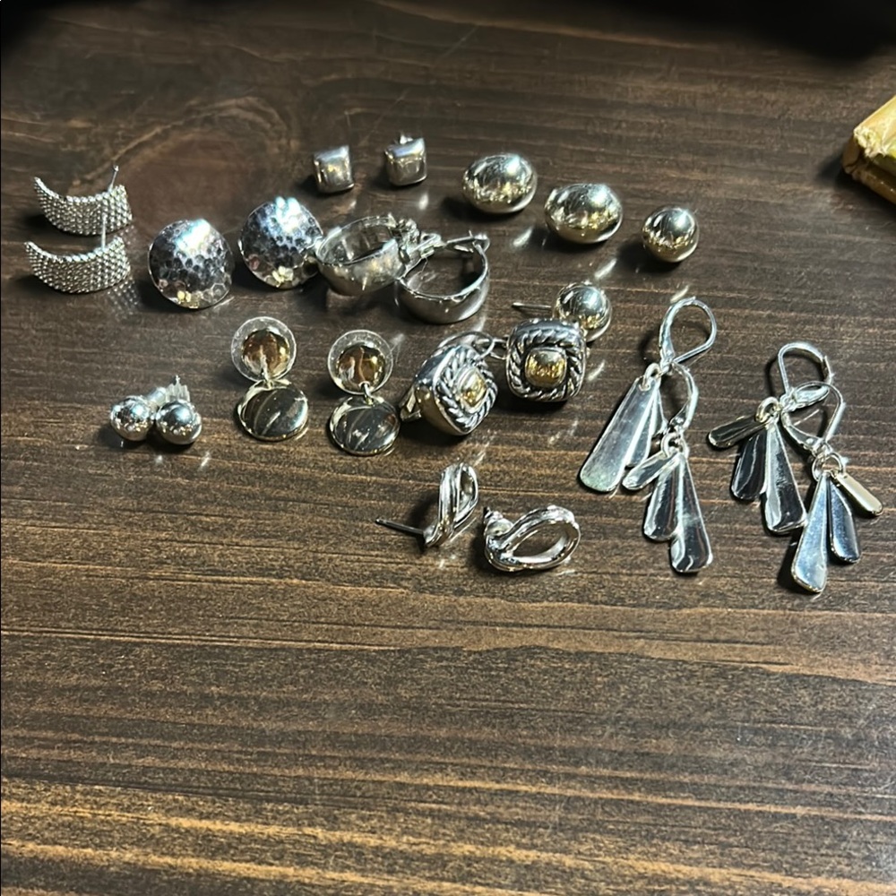 Faux Silver colored Earring Collection some multicolor gold and silver colored